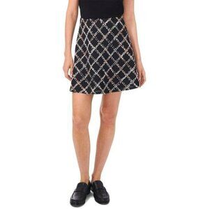 CeCe Womens Ribbon Tweed Mini Circle Skirt Black Size 14 With Invisible Zipper C